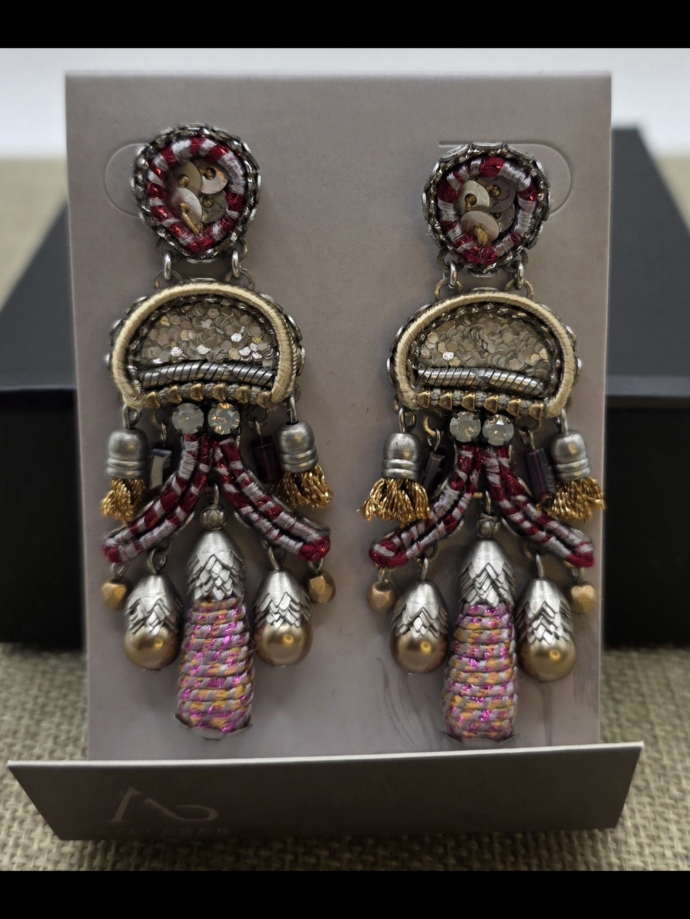 Mixed-Metal Tassel Drop Earrings in Pink and Gold